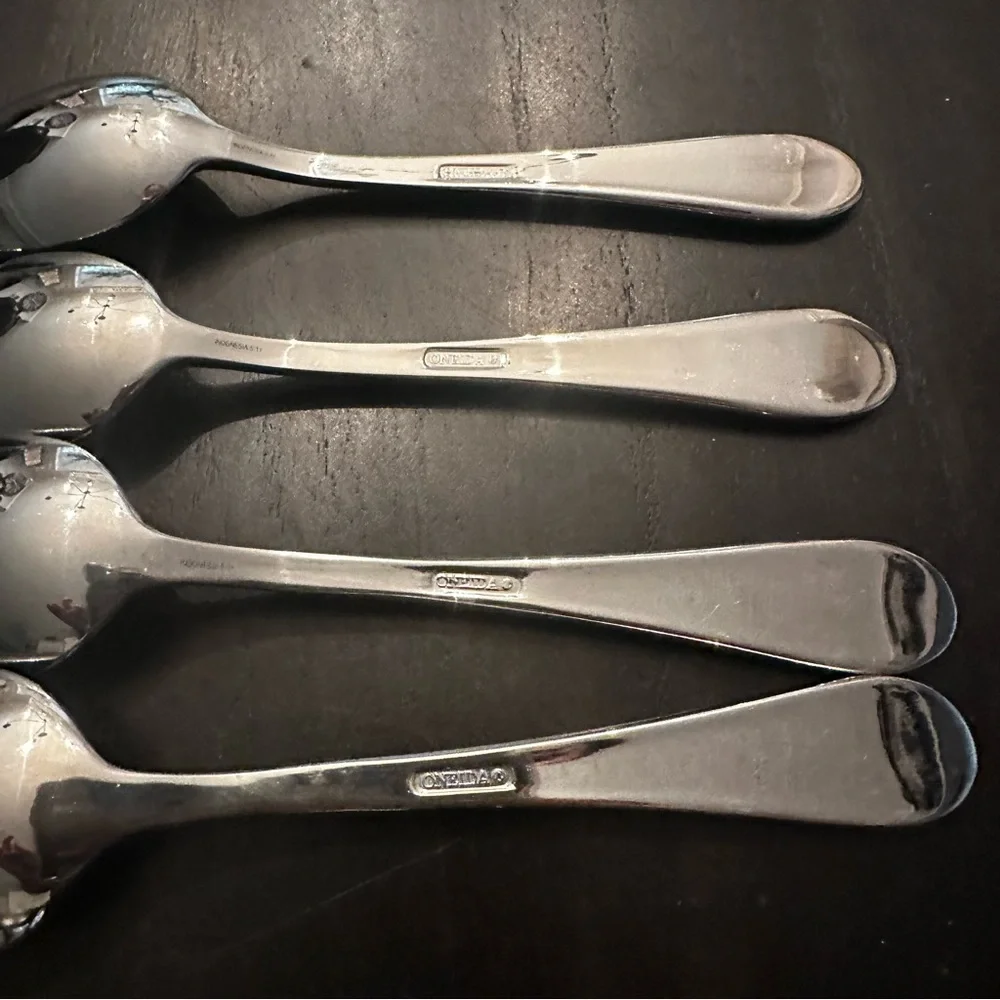 Oneida Stainless Icarus Glossy Large Serving Spoons Set of Four